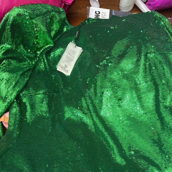 BARDOT Alessia Sequin Mini Dress in Bright Green Size 12 - Picture 6 of 12